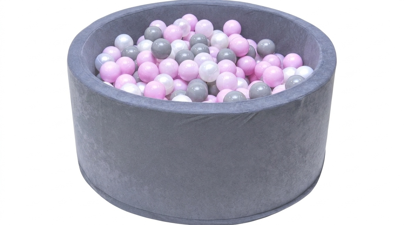 Ballenbak - stevige ballenbad -90 x 40 cm - 400 ballen Ø 7 cm - roze, wit, grijs