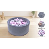 Ballenbak - stevige ballenbad -90 x 40 cm - 400 ballen Ø 7 cm - roze, wit, grijs