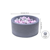 Ballenbak - stevige ballenbad -90 x 40 cm - 400 ballen Ø 7 cm - roze, wit, grijs