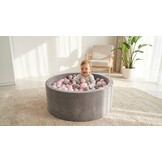 Ballenbak - stevige ballenbad -90 x 40 cm - 400 ballen Ø 7 cm - roze, wit, grijs