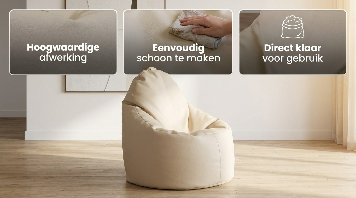 Loungestoel zitzak fauteuil cappuccino kunstleer 70x70x30 cm