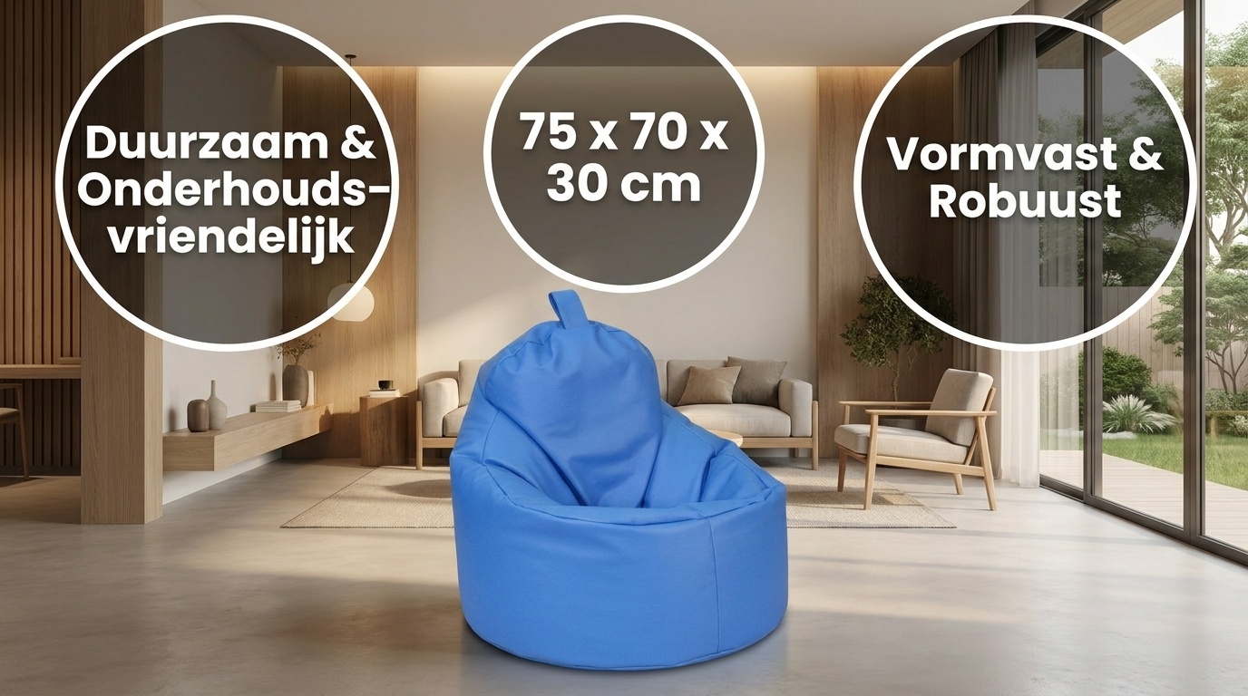 Relaxkussen blauw - Zitzak fauteuil kunstleer 75x70x30 cm