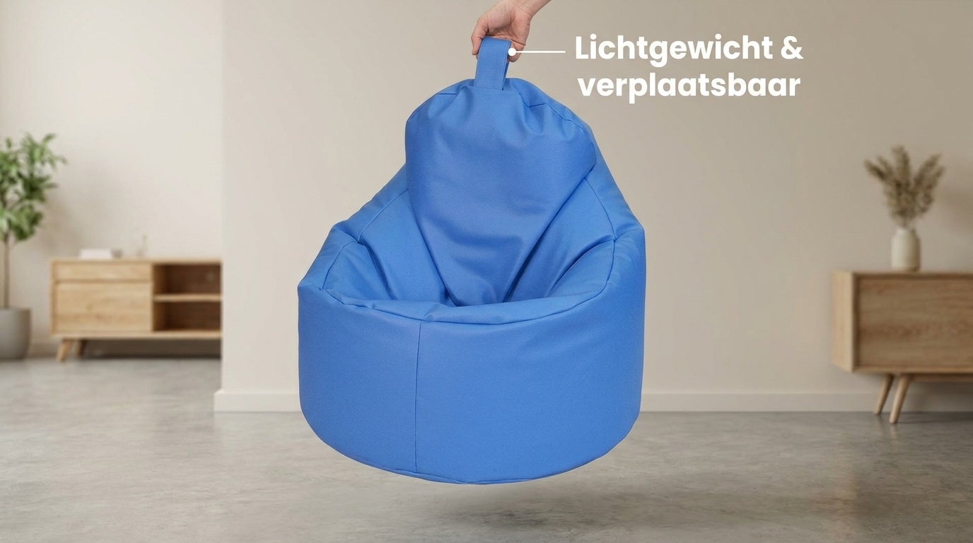 Relaxkussen blauw - Zitzak fauteuil kunstleer 75x70x30 cm