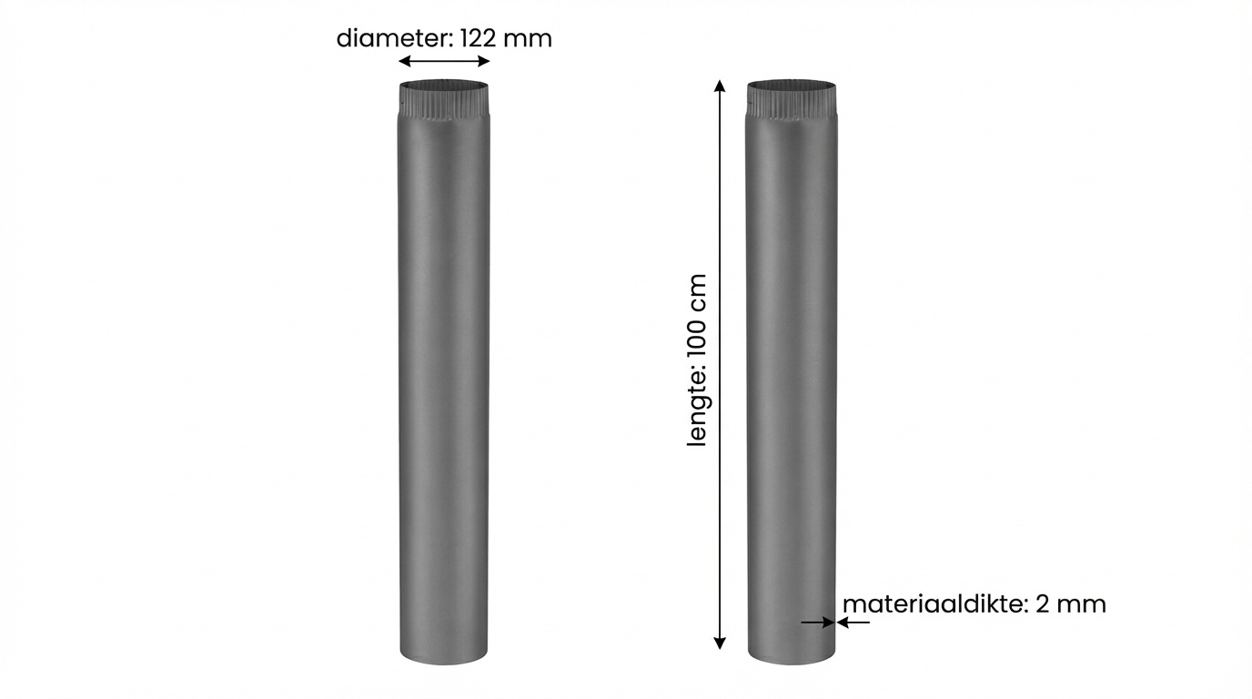 Kachelpijp - rookkanaal - 2mm staal - Ø 120 mm - 100 cm - zwart