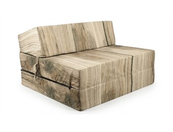 Logeermatras hout motief - opvouwbaar matras - 200x90x15 cm - campingmatras