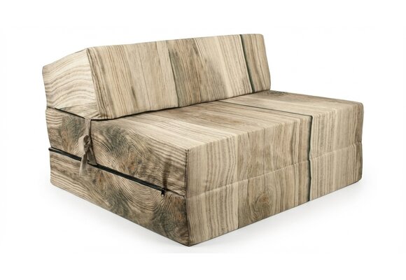 Logeermatras hout motief - opvouwbaar matras - 200x90x15 cm - campingmatras