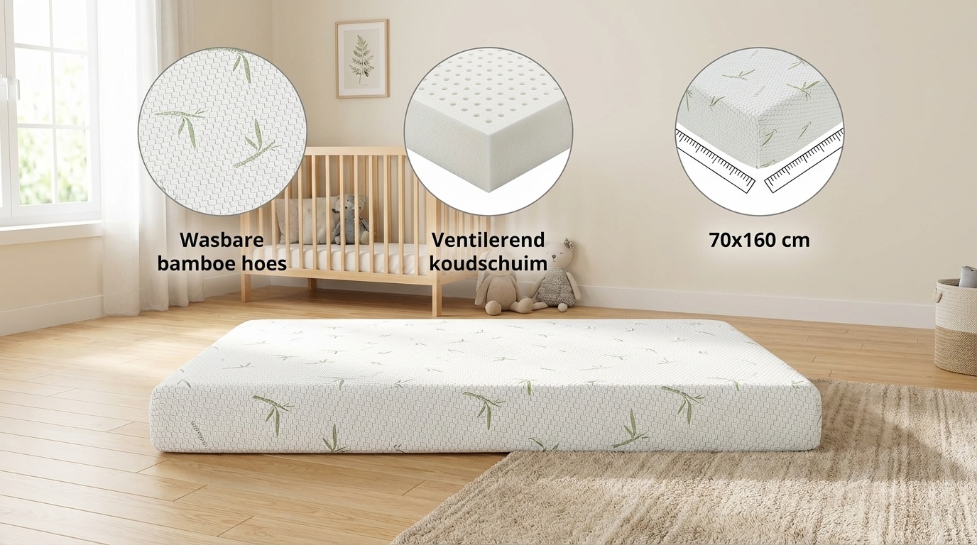 Koudschuim matras - kindermatras - 160x70x12 cm - bamboo tijk