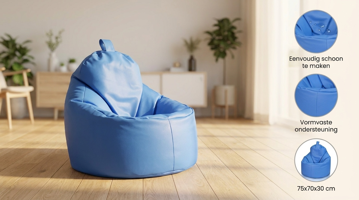 Zitzak fauteuil blauw | Kunstleer | 75x70x30 cm | EU Kwaliteit