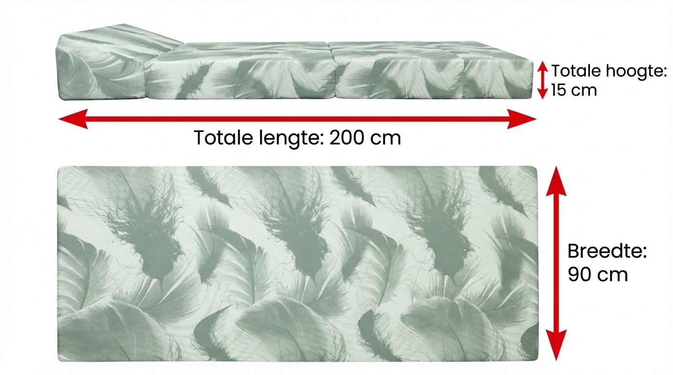 Opvouwbaar matras - Wasbare hoes - 200cm x 90cm x 15cm - Organic