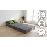 Logeermatras opvouwbaar 200 x 70 x 15 cm met kussens