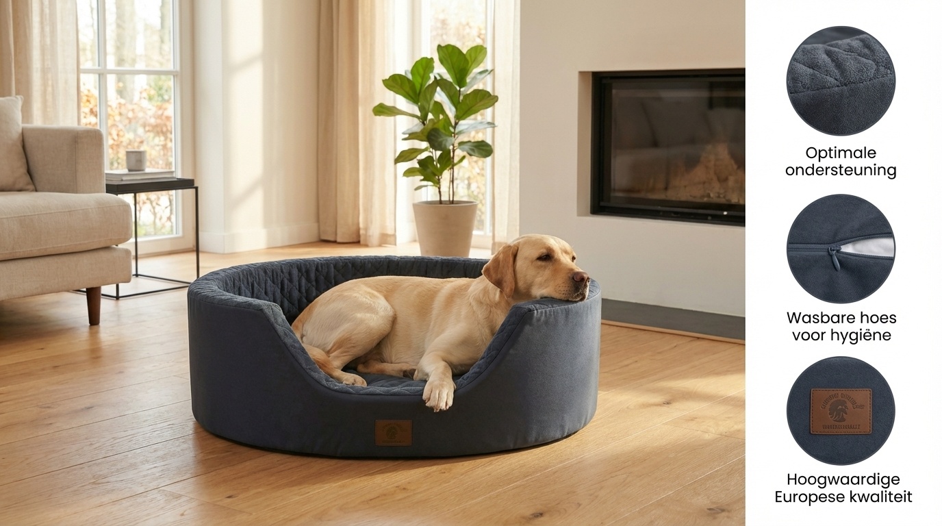 Luxe hondenmand XXL - 90 x 30 cm - wasbare hoes - donkerblauw