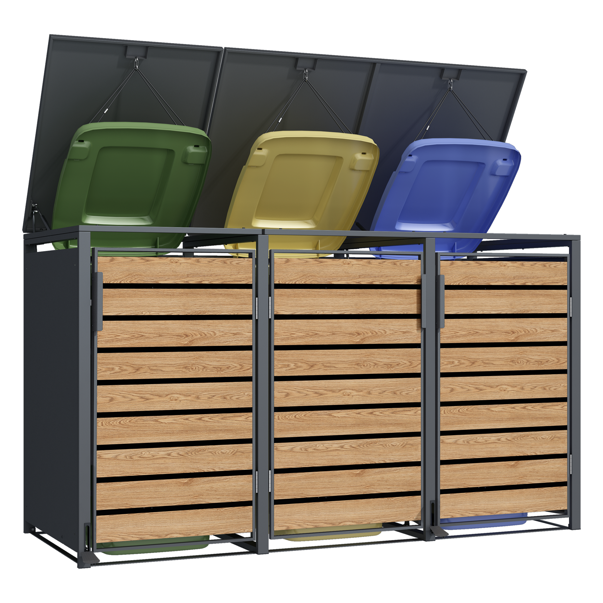 Container ombouw - 3 containers - voetbediening - houtlook