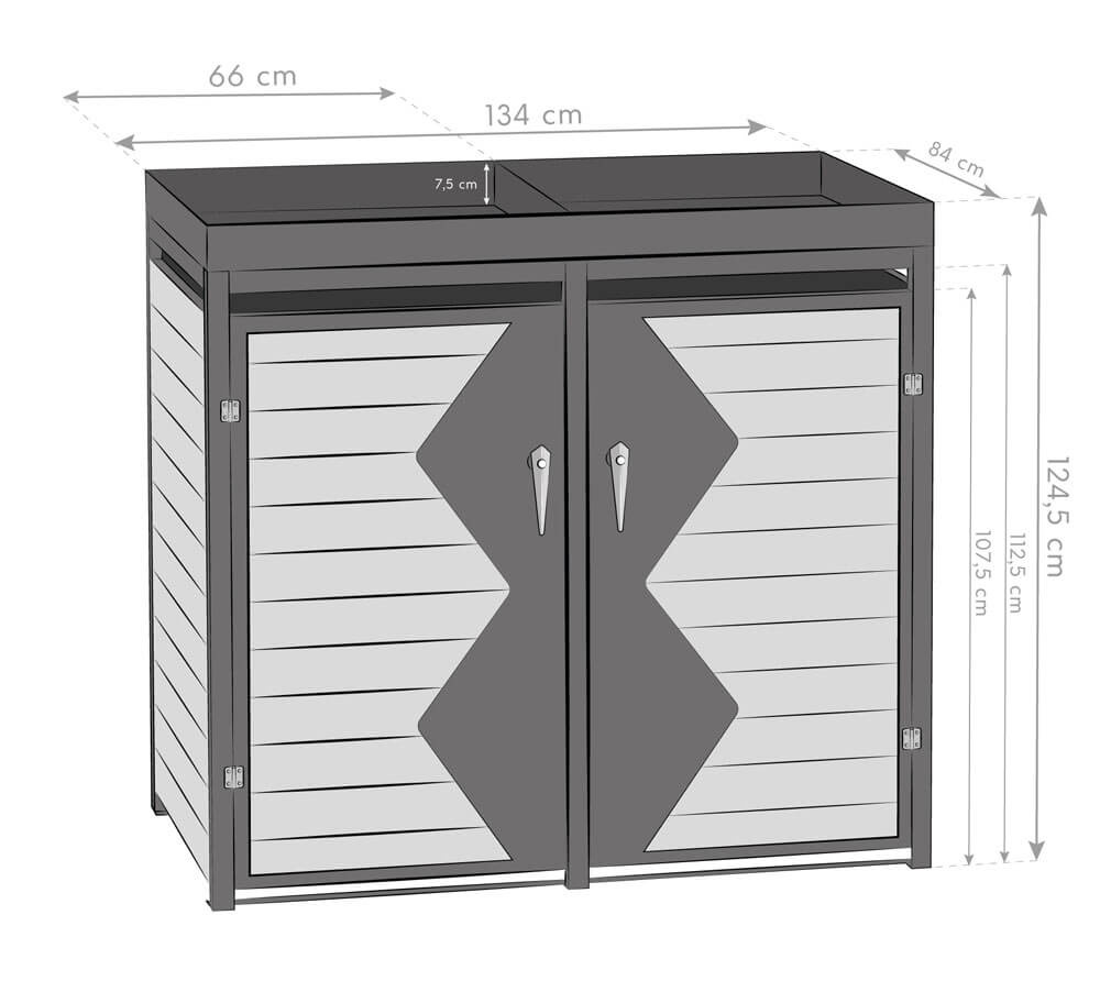 Container ombouw Westmann - 2 containers - antraciet houtlook