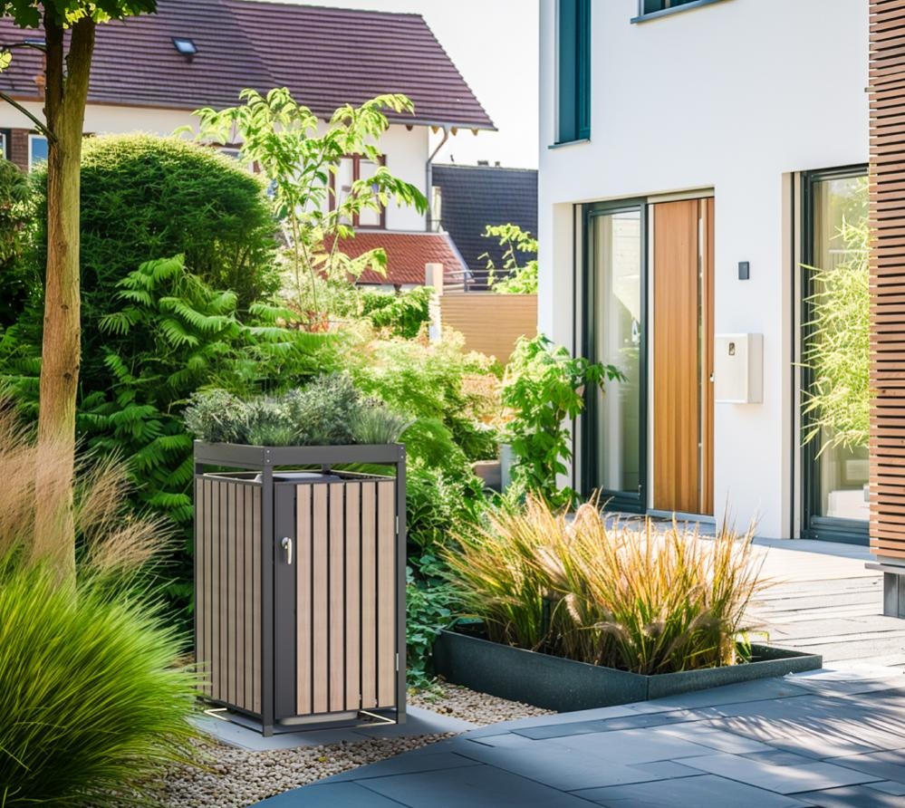 Container ombouw Planta - 1 container - antraciet houtlook