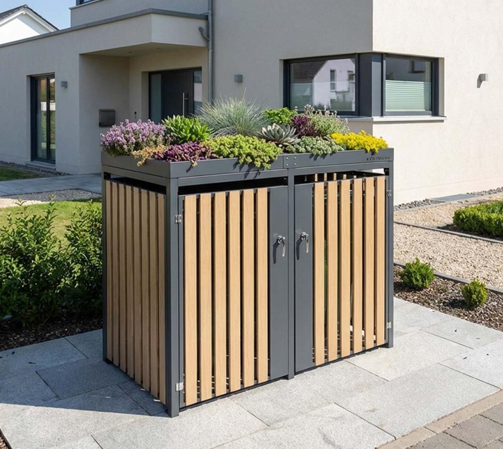 Container ombouw Planta - 2 containers - antraciet houtlook