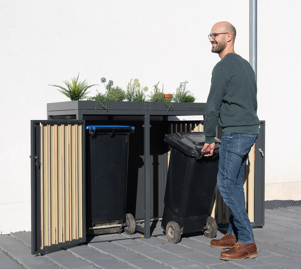 Container ombouw Planta - 2 containers - antraciet houtlook