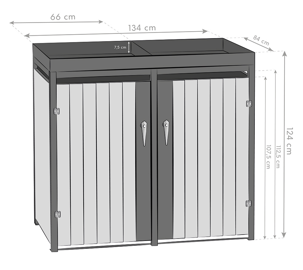 Container ombouw Planta - 2 containers - antraciet houtlook