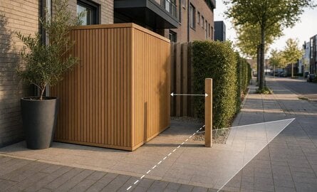 Container ombouw plaatsen: vergunning en erfgrens