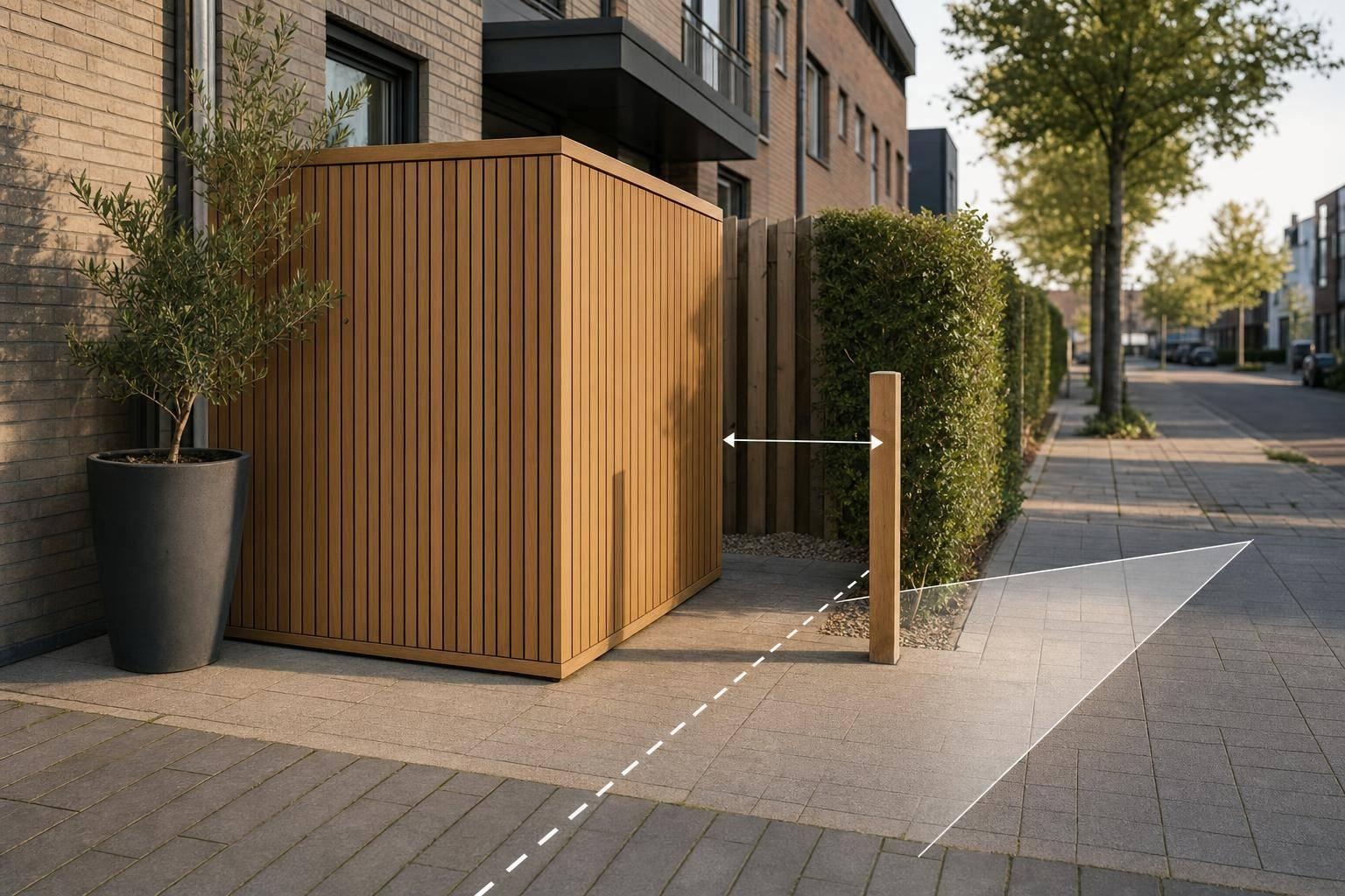 Container ombouw plaatsen: vergunning en erfgrens