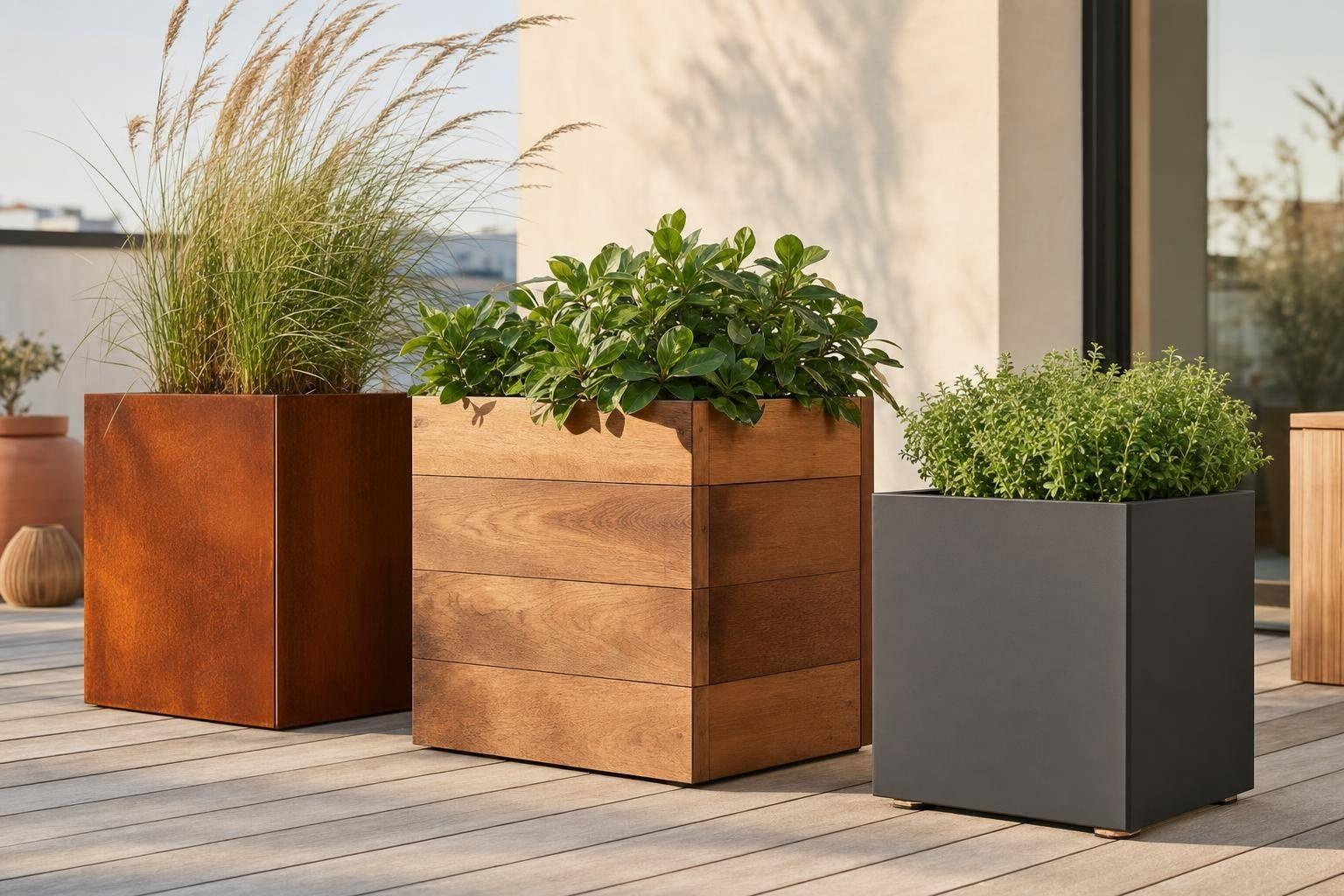 Plantenbak buiten: staal, hout of kunststof