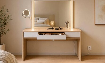Kaptafel met spiegel en verlichting