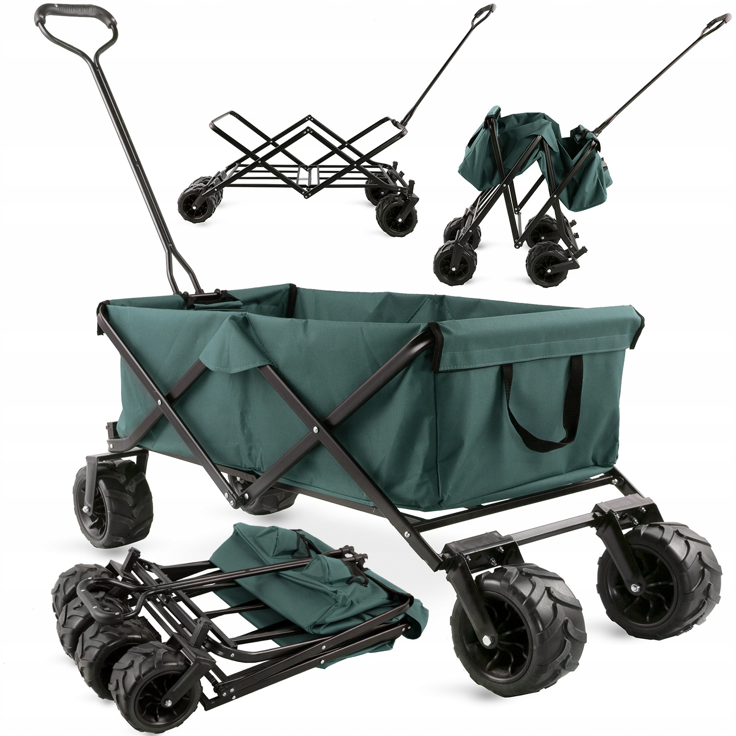 Bolderkar - opvouwbaar - 114x51x48 cm - tot 80 kg - groen zwart