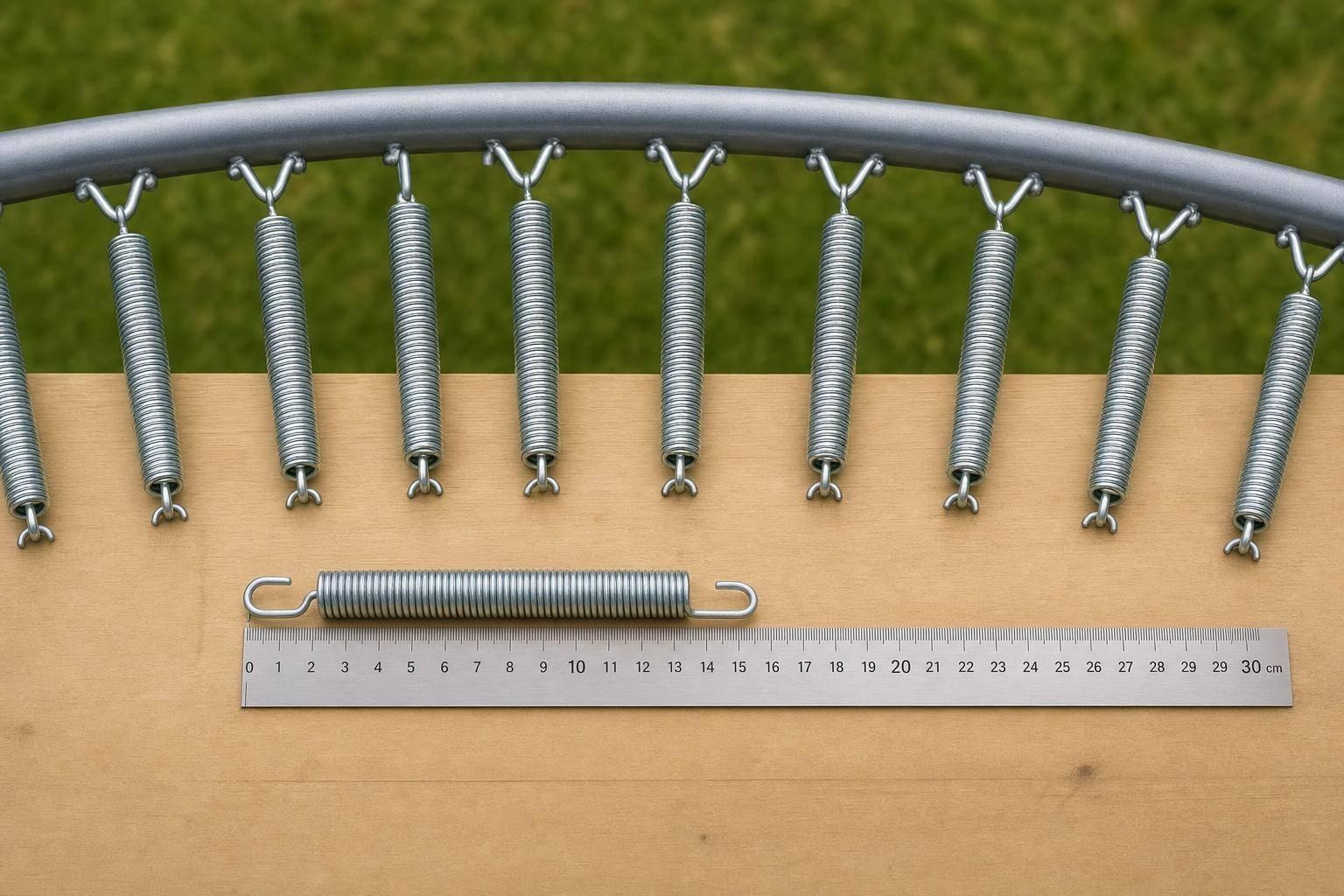 Trampolineveren vervangen: veerlengte meten en hoeveel veren per maat