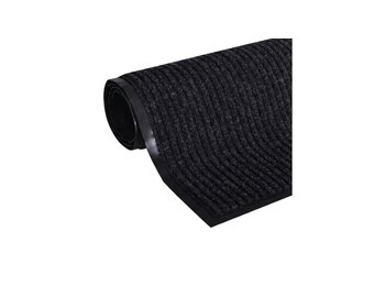 Deurmat - 80x120 cm – absorberend – zwart geribbeld