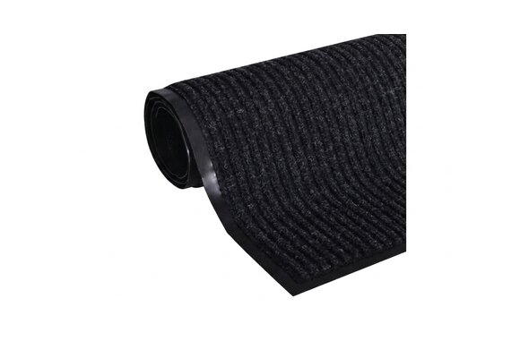 Deurmat - 80x120 cm – absorberend – zwart geribbeld