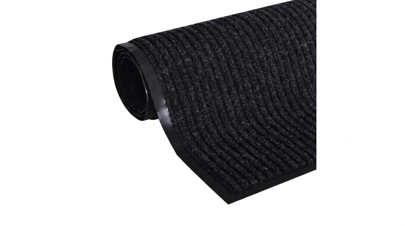 Deurmat - 80x120 cm – absorberend – zwart geribbeld