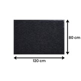 Deurmat - 80x120 cm – absorberend – zwart geribbeld
