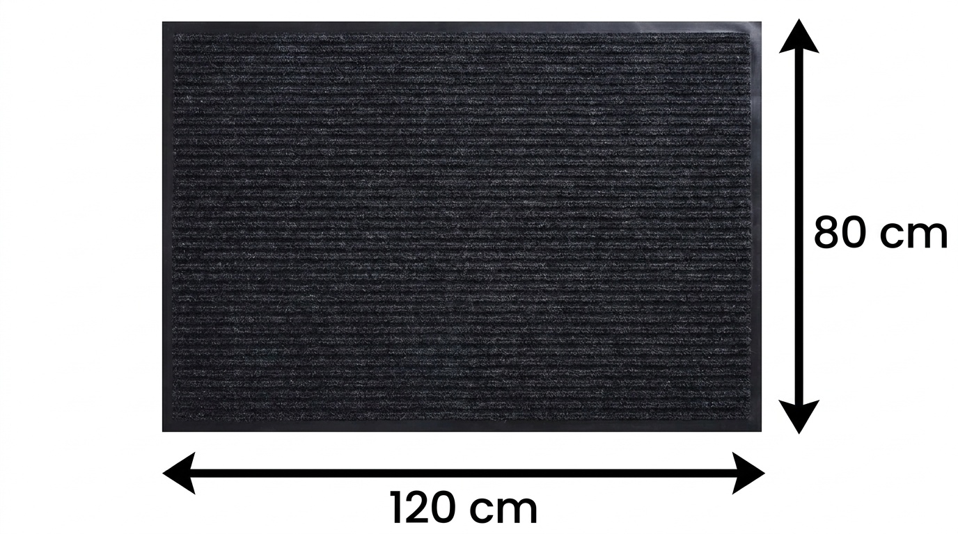 Deurmat - 80x120 cm – absorberend – zwart geribbeld