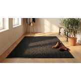 Deurmat - 80x120 cm – absorberend – zwart geribbeld