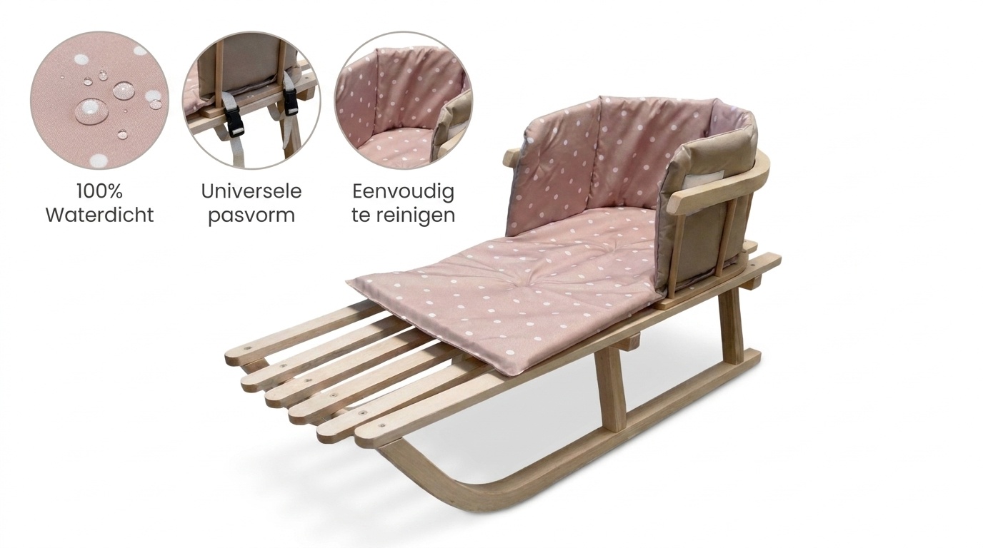 Kussen voor op de slee - comfortabel & waterdicht - beige