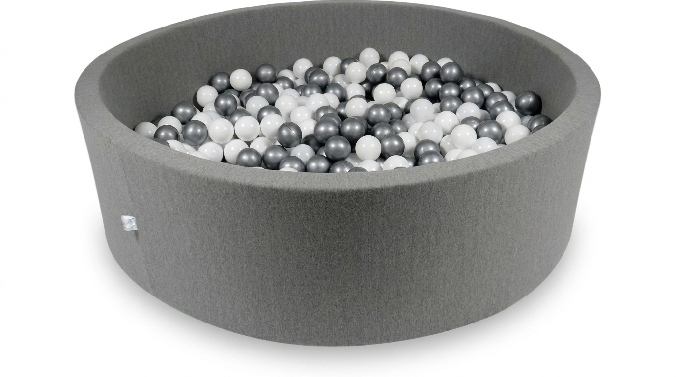 Ballenbak XXL - 700 ballen - 130 x 40 cm - ballenbad - rond donker grijs
