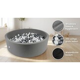 Ballenbak XXL - 700 ballen - 130 x 40 cm - ballenbad - rond donker grijs