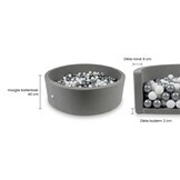 Ballenbak XXL - 700 ballen - 130 x 40 cm - ballenbad - rond donker grijs