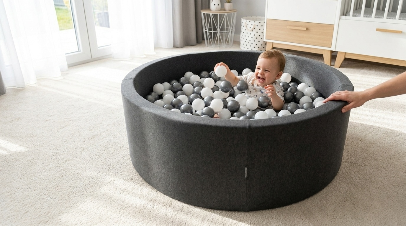 Ballenbak XXL - 700 ballen - 130 x 40 cm - ballenbad - rond donker grijs