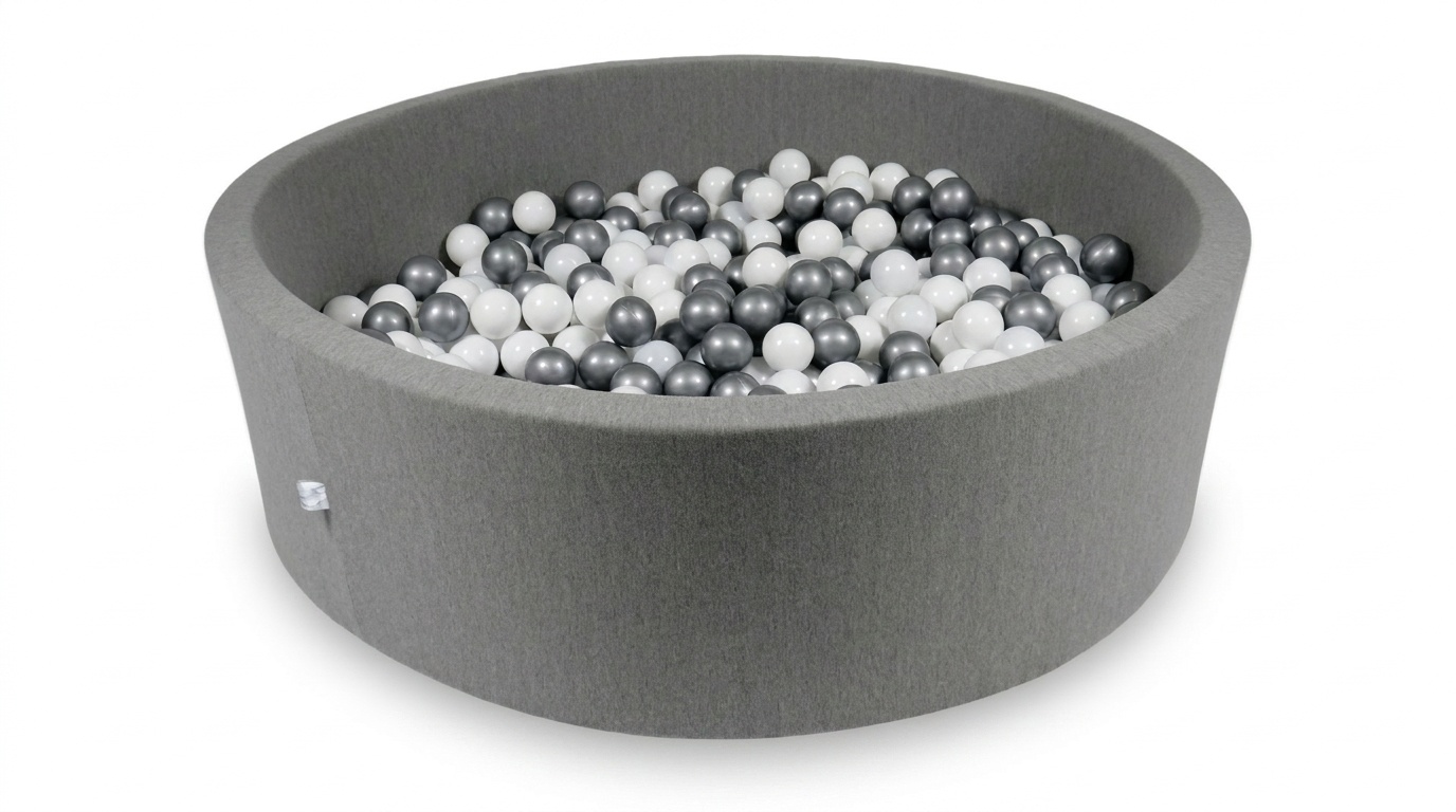 Ballenbak XXL - 700 ballen - 130 x 40 cm - ballenbad - rond donker grijs