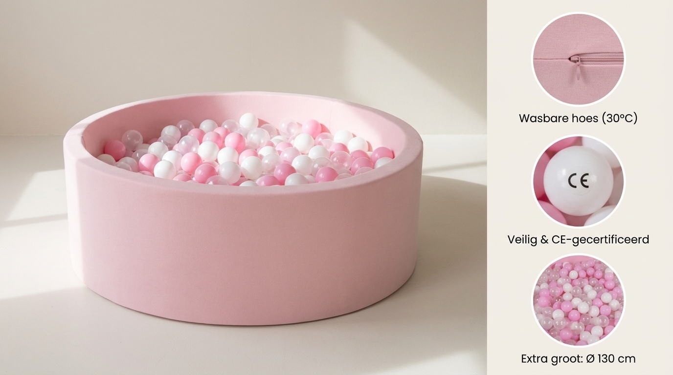 Ballenbak XXL - 700 ballen - 130 x 40 cm - ballenbad - rond roze