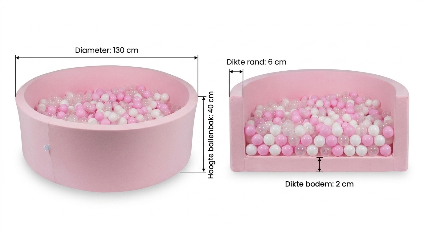 Ballenbak XXL - 700 ballen - 130 x 40 cm - ballenbad - rond roze