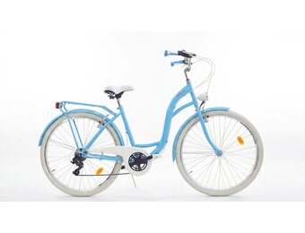 Meisjesfiets - 26 inch - met 7 versnellingen - lichtblauw wit