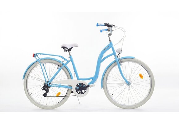 Meisjesfiets - 26 inch - met 7 versnellingen - lichtblauw wit