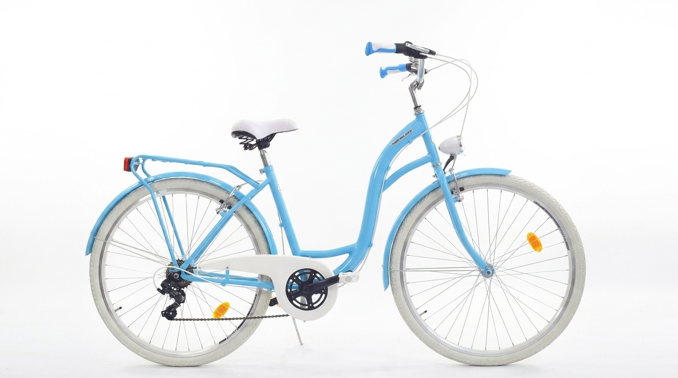 Meisjesfiets - 26 inch - met 7 versnellingen - lichtblauw wit