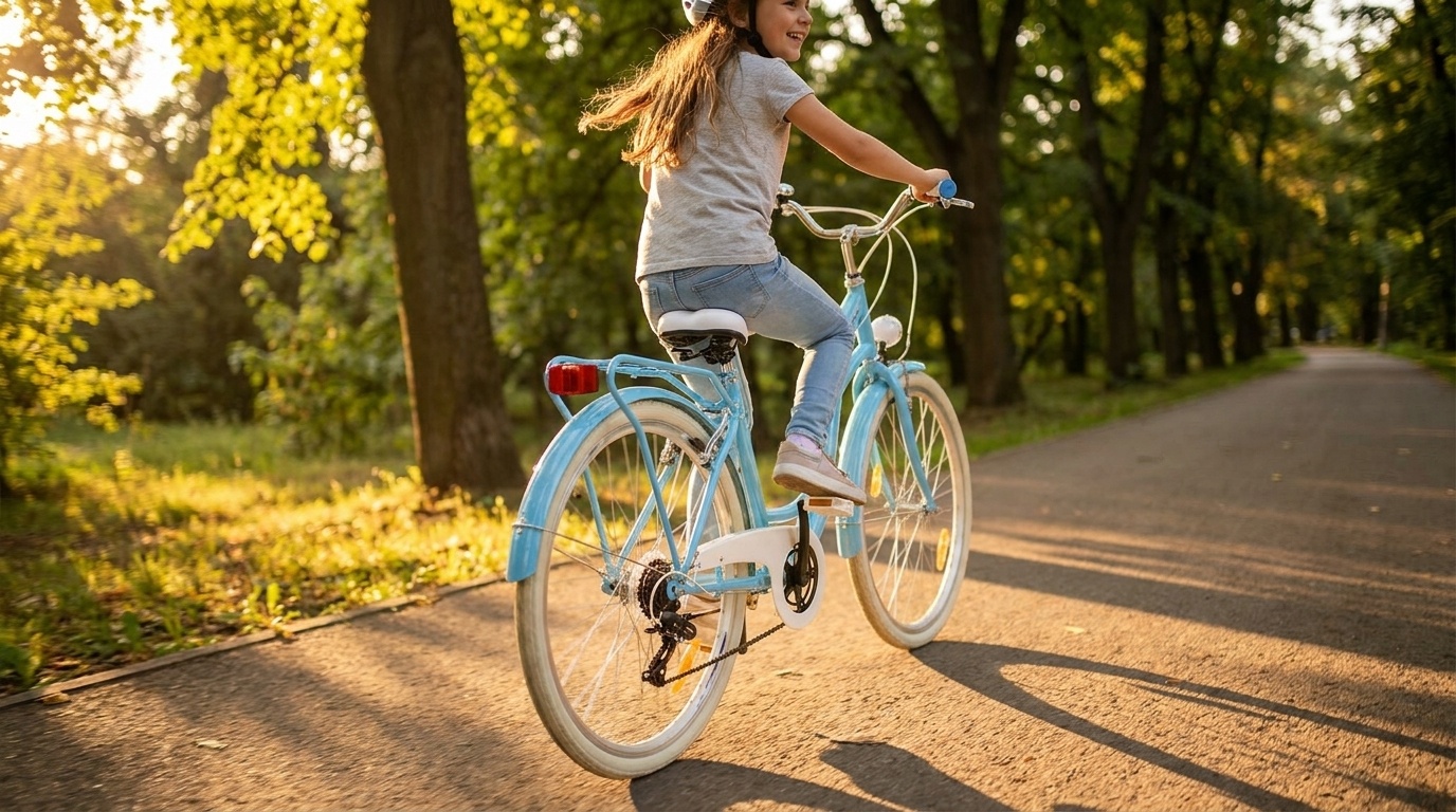 Meisjesfiets - 26 inch - met 7 versnellingen - lichtblauw wit