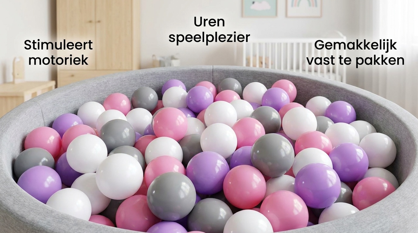 Ballenbak ballen 300 stuks 7cm, wit, roze, grijs, paars