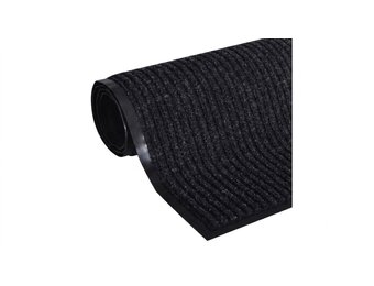 Deurmat 80x120 cm zwart geribbeld | Duurzaam rubber