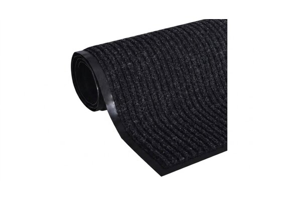 Deurmat 80x120 cm zwart geribbeld | Duurzaam rubber