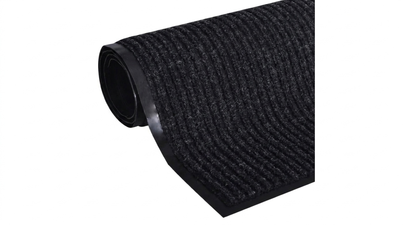 Deurmat 80x120 cm zwart geribbeld | Duurzaam rubber