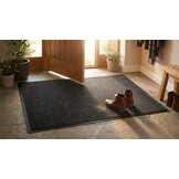 Deurmat 80x120 cm zwart geribbeld | Duurzaam rubber